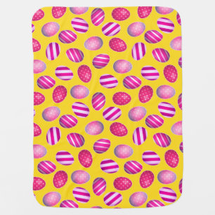 Easter Eggs Yellow and Pink Pattern Receiving Blanket