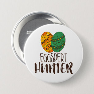 Easter Eggspert Hunter Funny Drawing Quote Button