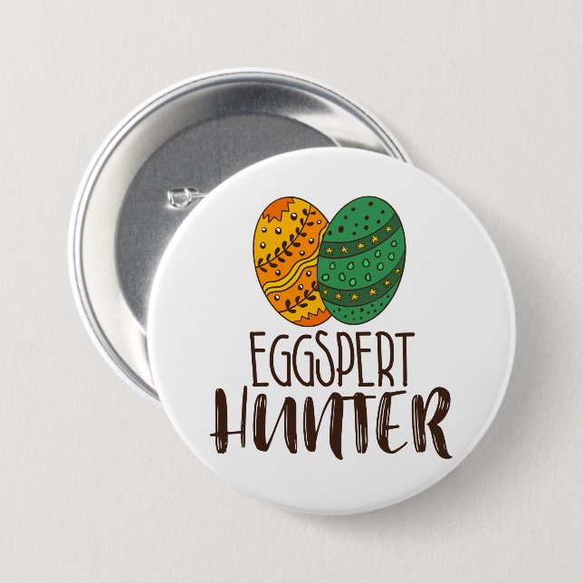 Easter Eggspert Hunter Funny Drawing Quote Button (Front & Back)