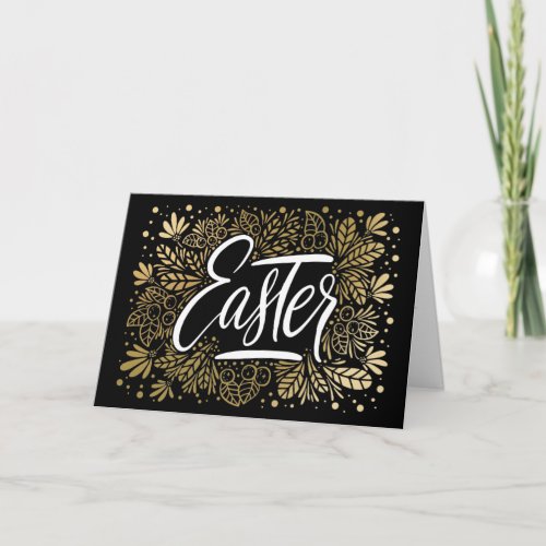 Easter Elegant Black and Gold Holiday Card