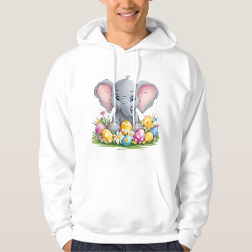 Easter Elephant Delight Colorful  Cute Design Hoodie