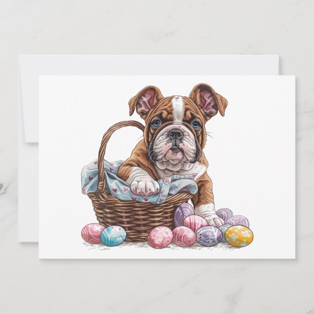 Easter English Bulldogs Holiday Card (Front)