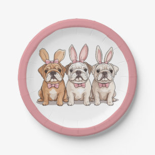 Easter English Bulldogs Paper Plates