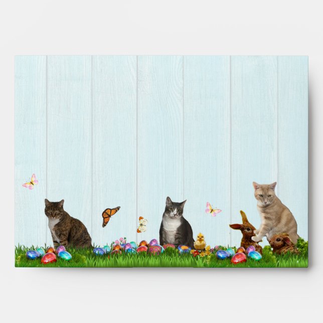 Easter Enveople - With Cats, Bunnies, and Eggs Envelope (Front)