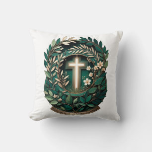 Easter Evergreen Glory Wreath, Believer's Hope Gif Throw Pillow