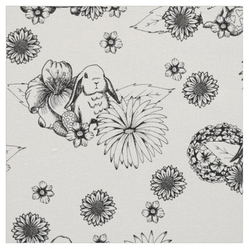 Easter Fabric Bunny Spring Floral Pattern