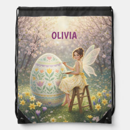 Easter Fairy Painting Egg Spring Drawstring Bag