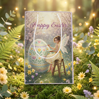 Easter Fairy Painting Egg Spring Medium Gift Bag