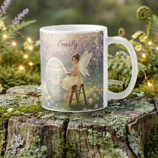 Easter Fairy Painting Egg Spring Name Coffee Mug