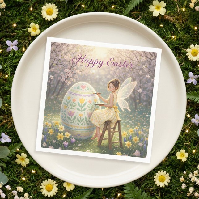 Easter Fairy Painting Egg Spring Napkins (Creator Uploaded)