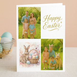 Easter Family Photo Collage Folded  Holiday Card