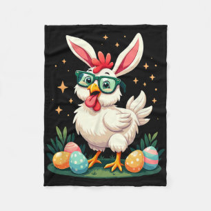 Easter Farmer Bunny Chicken Egg Hunting Fleece Blanket