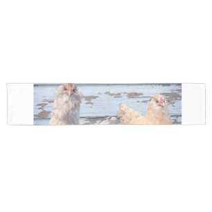 Easter Farmhouse Two Chickens Short Table Runner
