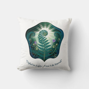 Easter Fern Unfurl in Glory, Easter Gift Throw Pillow
