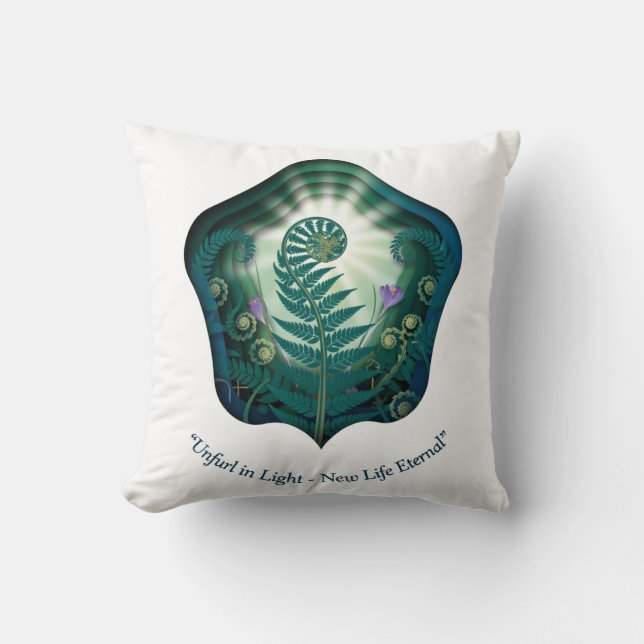 Easter Fern Unfurl in Glory, Easter Gift Throw Pillow (Front)