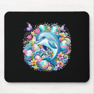 Easter Festive Illustration With Charming Dolphin Mouse Pad