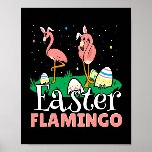 Easter Flamingo Easter Day Eggs Egg Hunting  Poster
