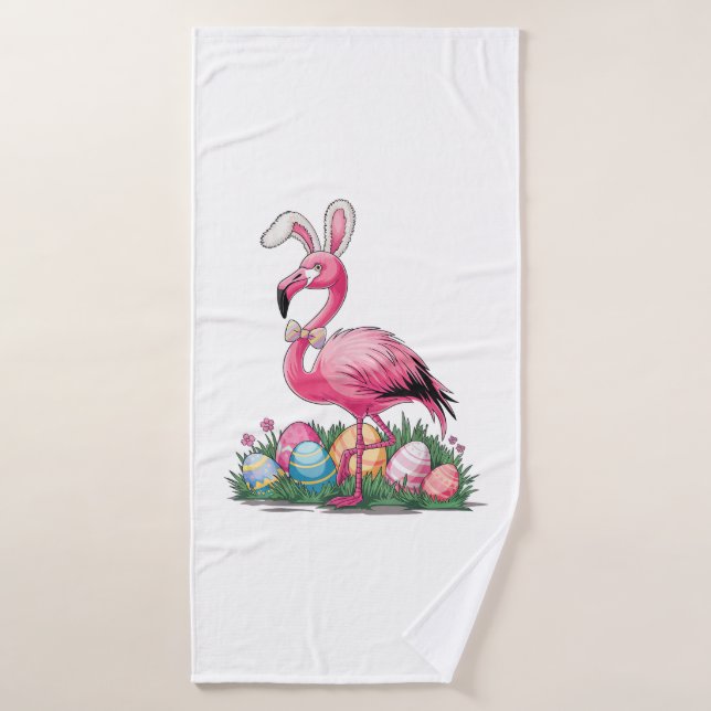 Easter Flamingo T-Shirt Bath Towel (Bath Towel)