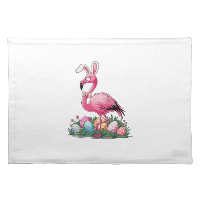 Easter Flamingo T-Shirt Cloth Placemat (Front)