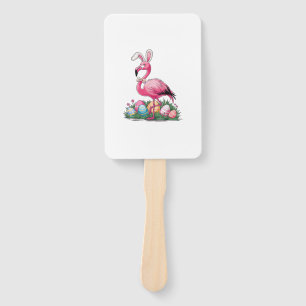 Easter Flamingo T-Shirt Hand Fan