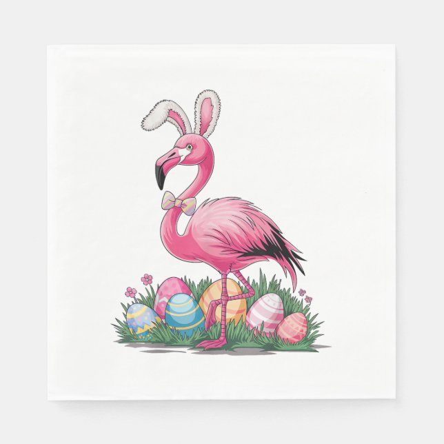 Easter Flamingo T-Shirt Napkins (Front)