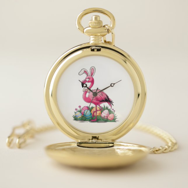 Easter Flamingo T-Shirt Pocket Watch (Inside)