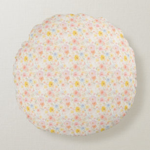 Easter Flora Seamless Fabric – Pastel Cute  Round Pillow
