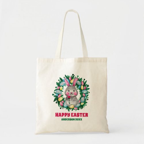 Easter Floral bunny Easter Eggs wreath Tote Bag