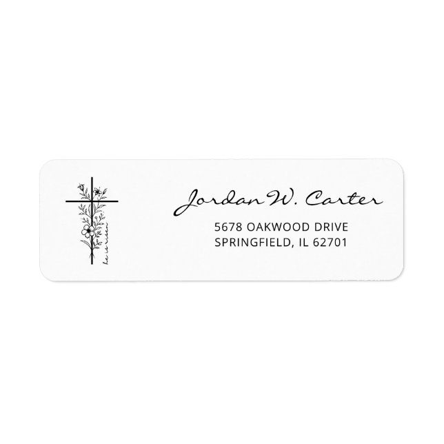 Easter Floral Cross He is Risen Minimal Black Label (Front)