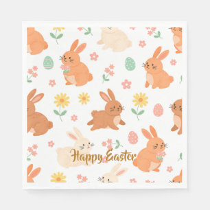 Easter floral egg bunny pattern napkins