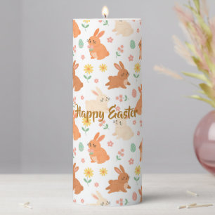 Easter floral egg bunny pattern pillar candle