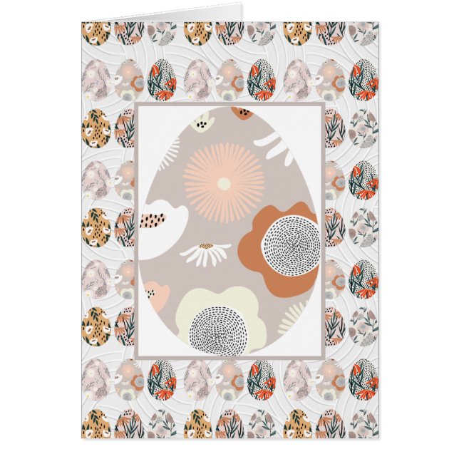 Easter Floral Eggs Elegant Folded Greeting Card (Front)