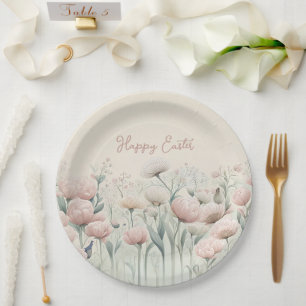Easter Floral Meadow Art Print Paper Plates