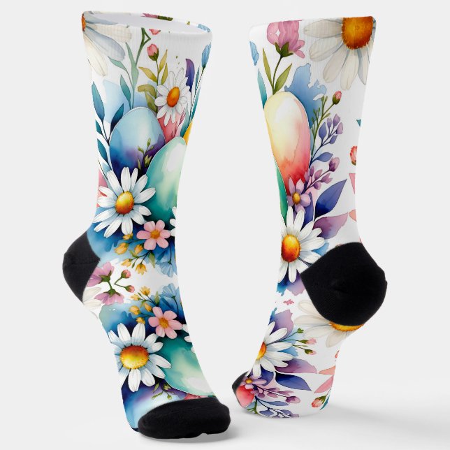 Easter floral pattern socks (Angled)