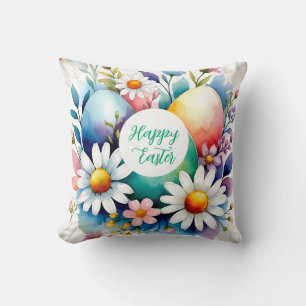 Easter floral pattern throw pillow