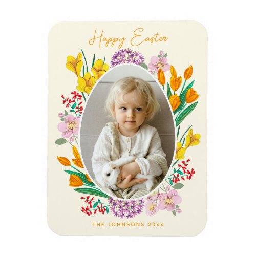 Easter floral photo holiday card magnet