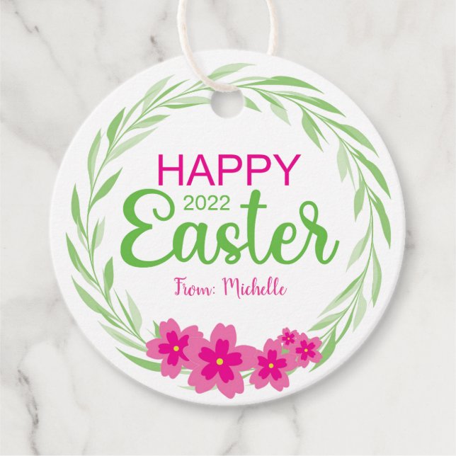Easter Flower Round Favor Tags (Front)