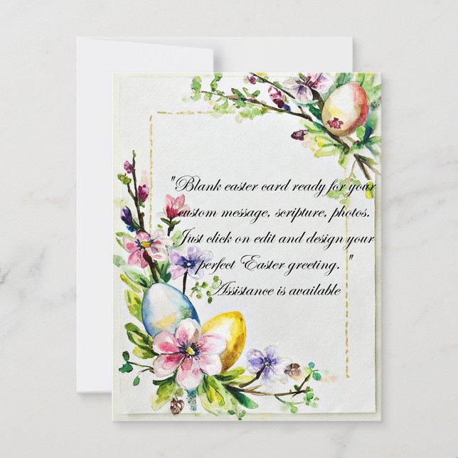 Easter flowers and eggs blank stationery holiday card (Creator Uploaded)