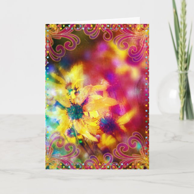 Easter Flowers Digital Art Holiday Card (Front)