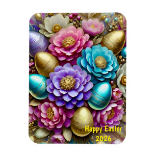 EASTER ~ FLOWERS & EGGS ~ Flexible Photo Magnet