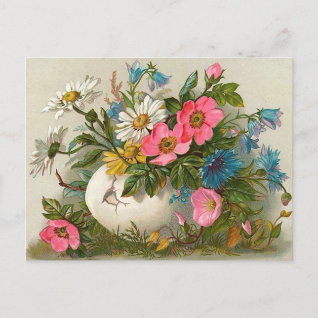 Easter Flowers Vintage Floral Art Holiday Postcard (Front)