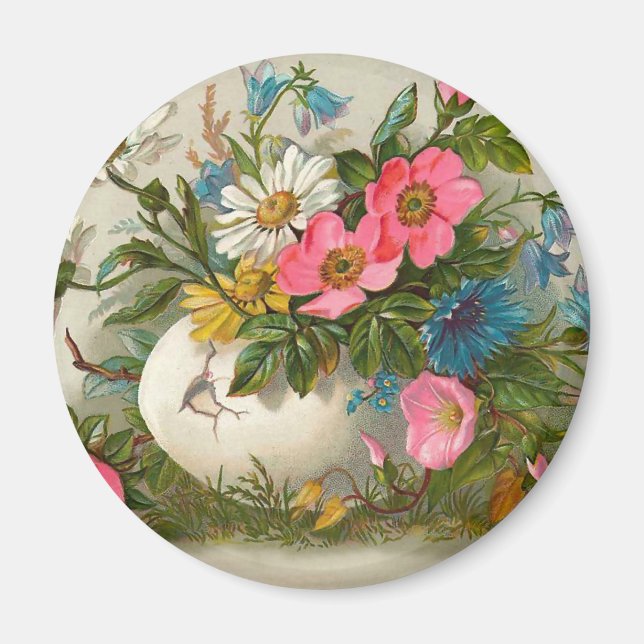 Easter Flowers Vintage Floral Art Magnet (Front)