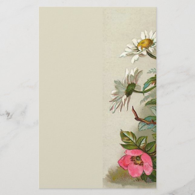 Easter Flowers Vintage Floral Art Stationery (Front)