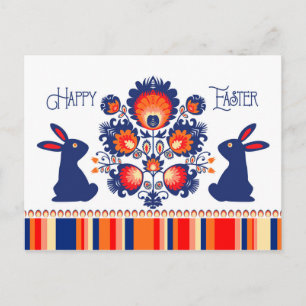 Easter Folklore with 2 blue bunnies 🐰 Custom Text Postcard