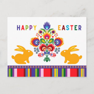 Easter Folklore with 2 bunnies 🐰 Custom Text Postcard