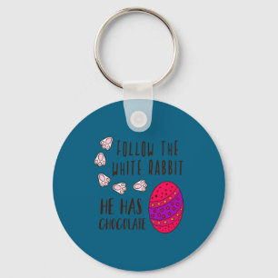 Easter follow the white rabbit funny quote cute t keychain