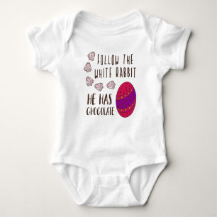 Easter Follow The White Rabbit Funny Saying Cute Baby Bodysuit