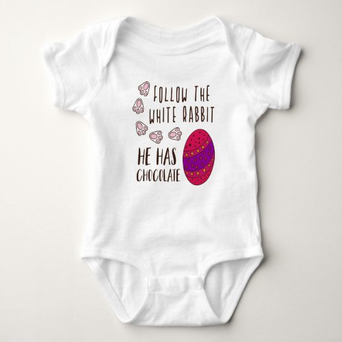 Easter Follow The White Rabbit Funny Saying Cute Baby Bodysuit