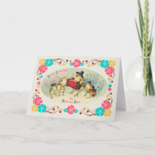 Easter for Both Dads Vintage Musical Chicks Holiday Card