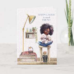 Easter for Friend African American Girl Card